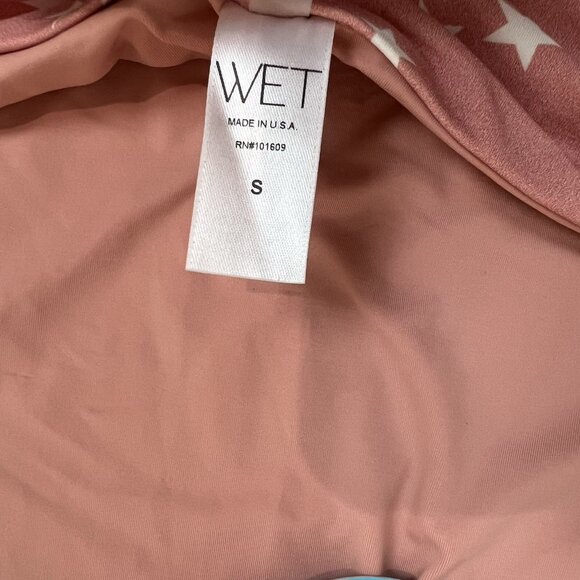 WET Aria One Piece Swimsuit Size Small Pink Rose Stars Open Back Monokini K4430 - Picture 9 of 12